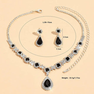 Fashionable Crystal Jewelry Necklace Earring Set Premium Water Drop Pendant Necklace Original Design Inlaid Zircon