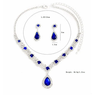 Fashionable Crystal Jewelry Necklace Earring Set Premium Water Drop Pendant Necklace Original Design Inlaid Zircon