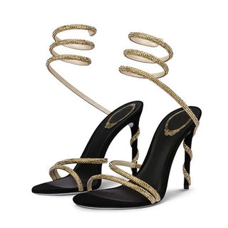 Women's High Heels Summer Street Style CRYSTAL Ankle Strap Womens Sandals Sexy Open Toe Thin High Heels Party Banquet Prom Shoes