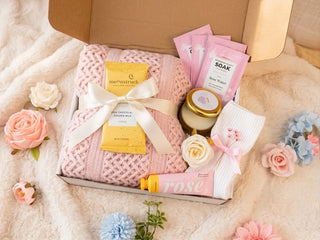 Self Care Gift Baskets for Women – Spa Box with Blanket, Candle, Socks & Pedicure Kit