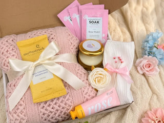 Self Care Gift Baskets for Women – Spa Box with Blanket, Candle, Socks & Pedicure Kit