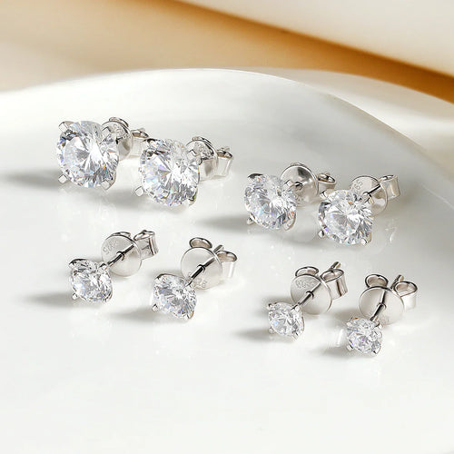 925 Sterling Silver Moissanite Stud Earrings for Women