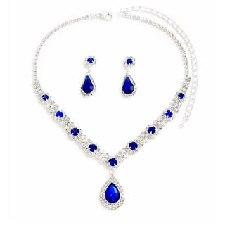 Fashionable Crystal Jewelry Necklace Earring Set Premium Water Drop Pendant Necklace Original Design Inlaid Zircon