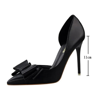 Spring Party Elegant Pink Butterfly-Knot High Heels Women Fashion Wedding Dress Pumps Side Hollowed Stiletto Shoes