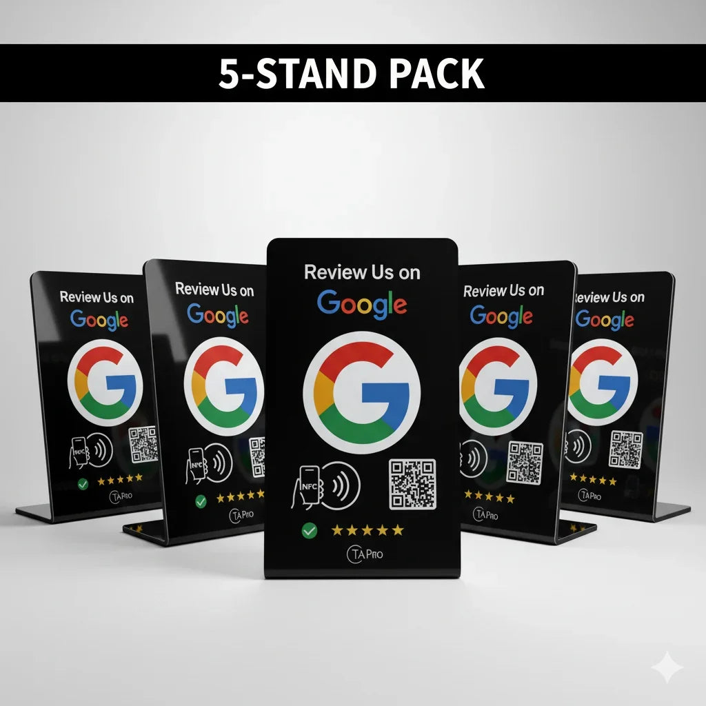NFC Google Review Table Sign (5-Pack) - One-Tap GMB Growth