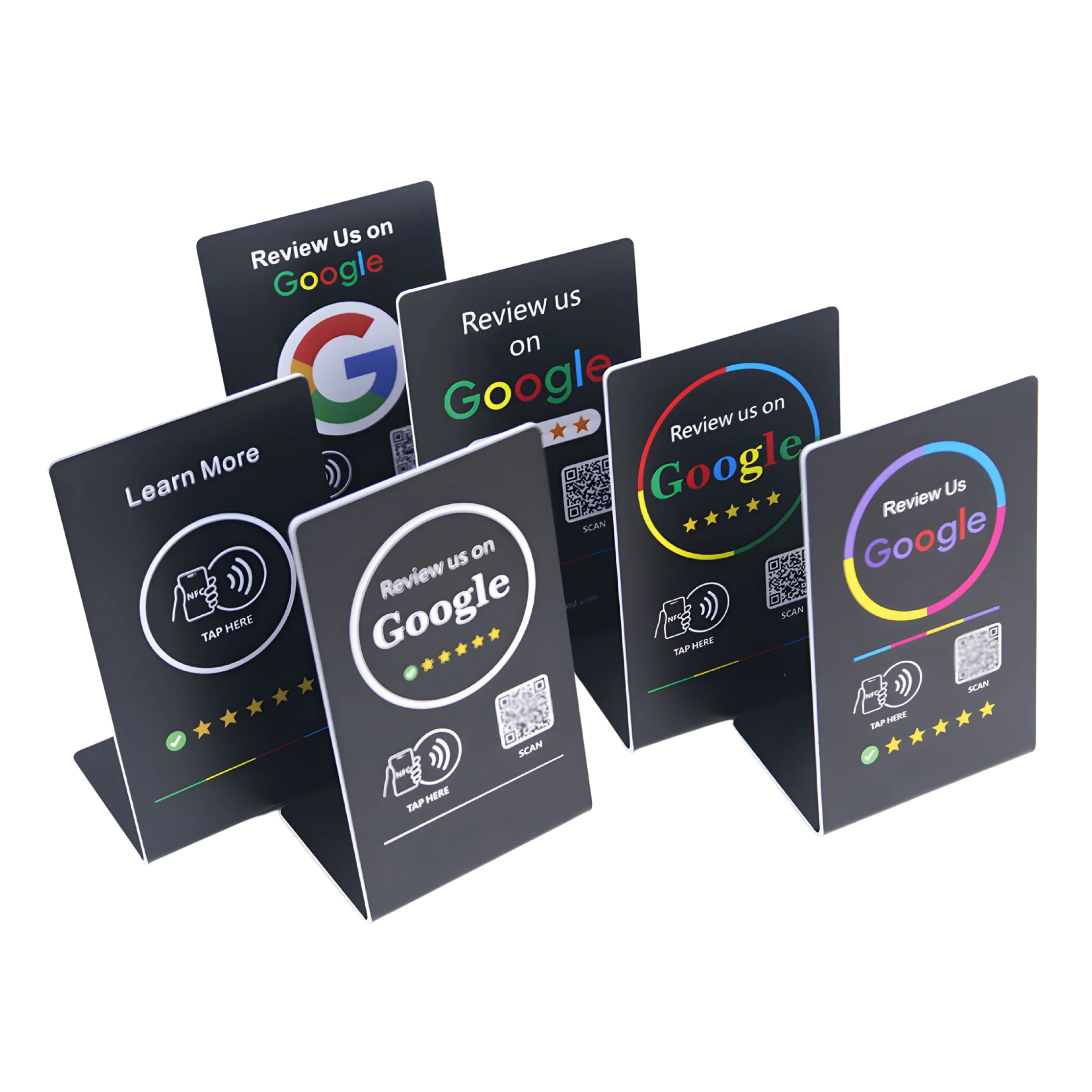 NFC Google Review QR Signs (6-Pack) - Tabletop SEO Ranking Tool