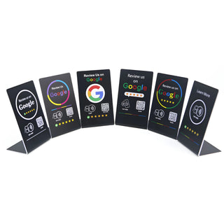 NFC Google Review QR Signs (6-Pack) - Tabletop SEO Ranking Tool