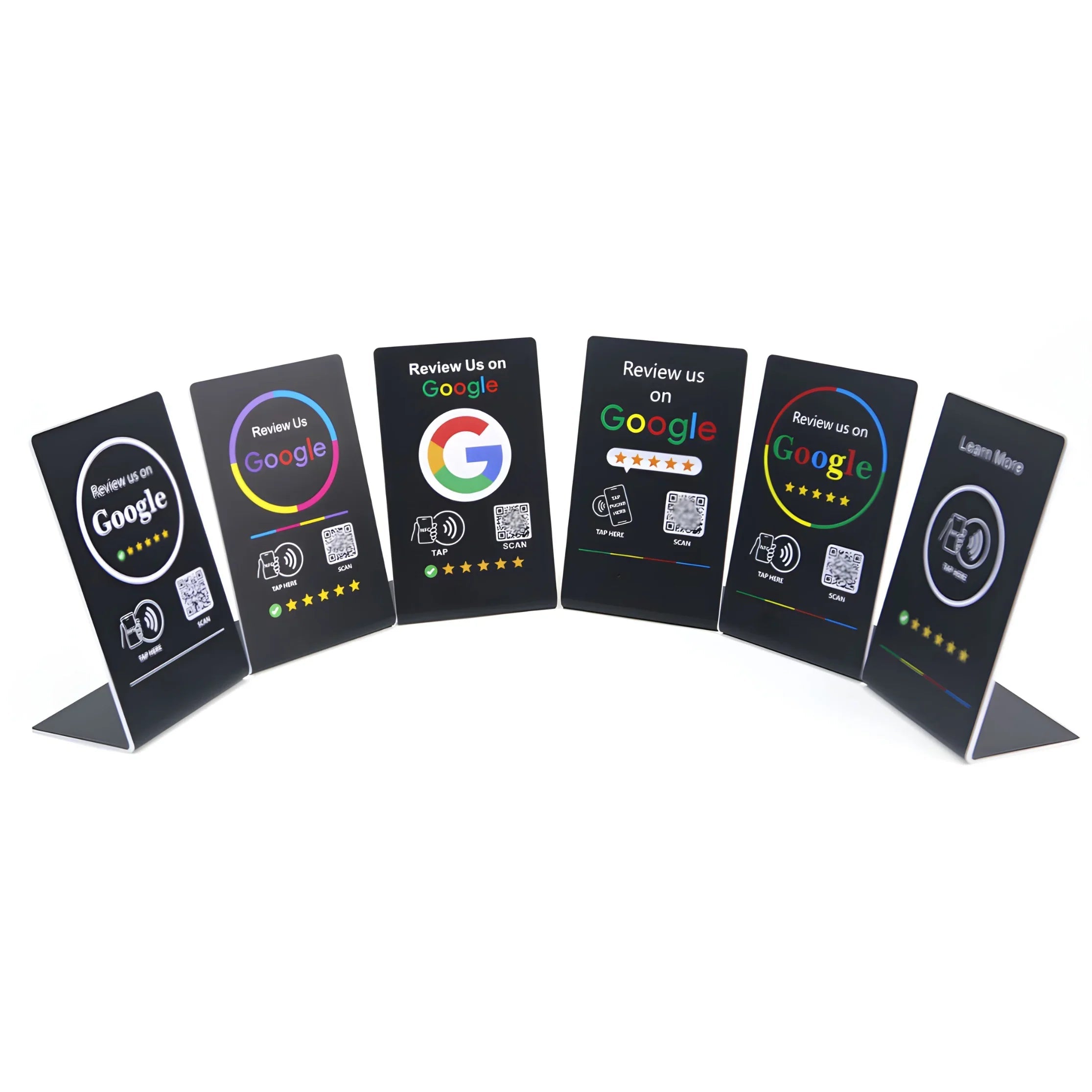 NFC Google Review QR Signs (6-Pack) - Tabletop SEO Ranking Tool