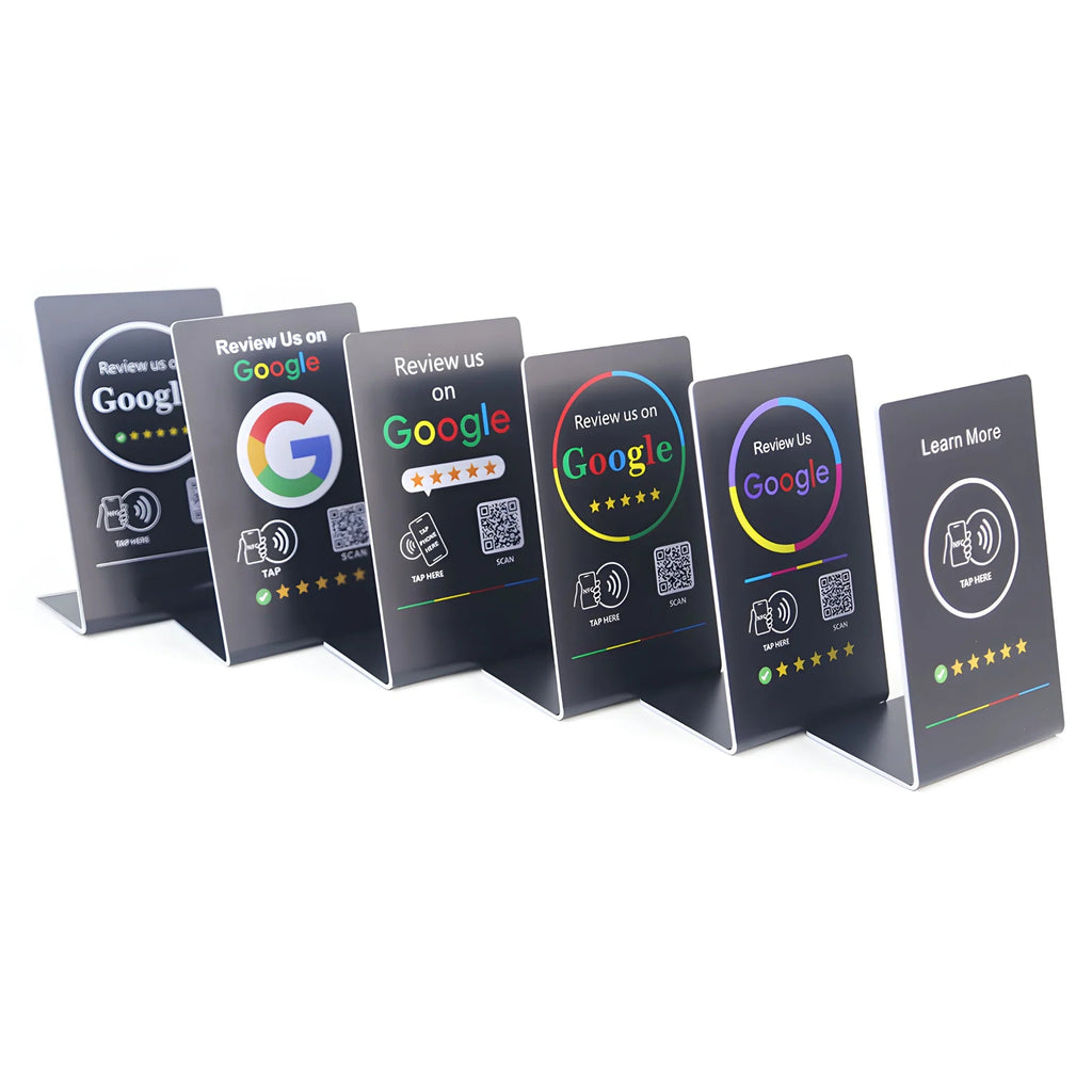 NFC Google Review QR Signs (6-Pack) - Tabletop SEO Ranking Tool