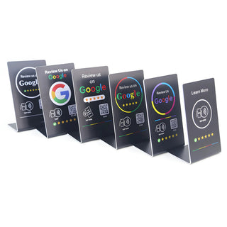 NFC Google Review QR Signs (6-Pack) - Tabletop SEO Ranking Tool