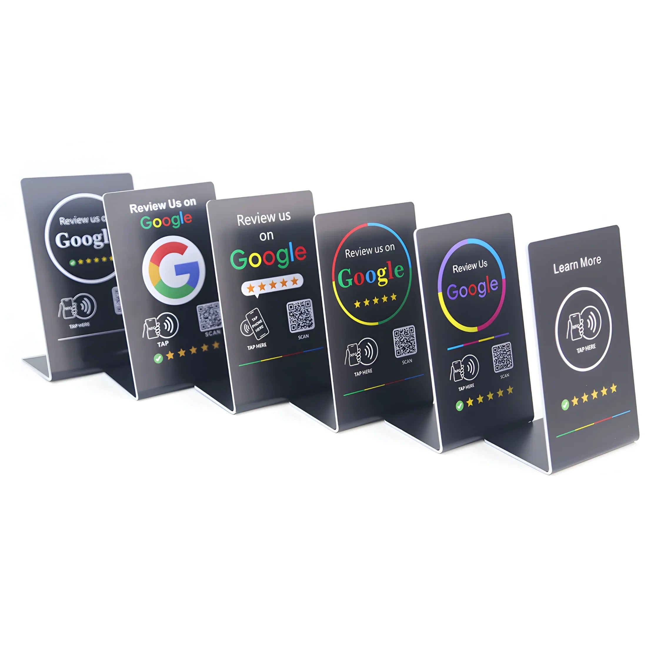 NFC Google Review QR Signs (6-Pack) - Tabletop SEO Ranking Tool