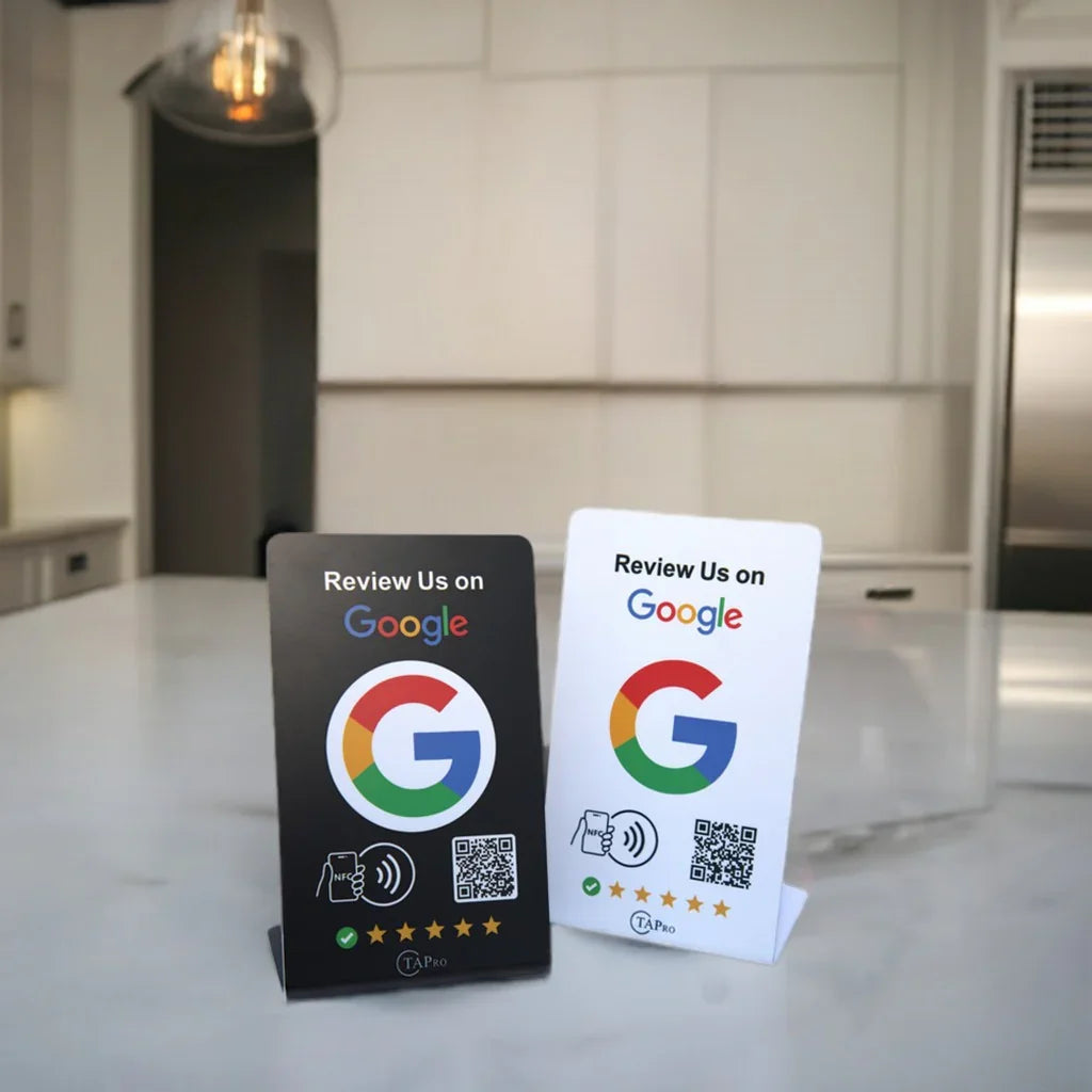 Custom NFC Google Review Stand Bundle - Personalized Tabletop