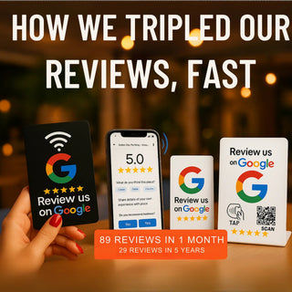 NFC Google Review Stand (3-Pack) - Premium White Tabletop Signs
