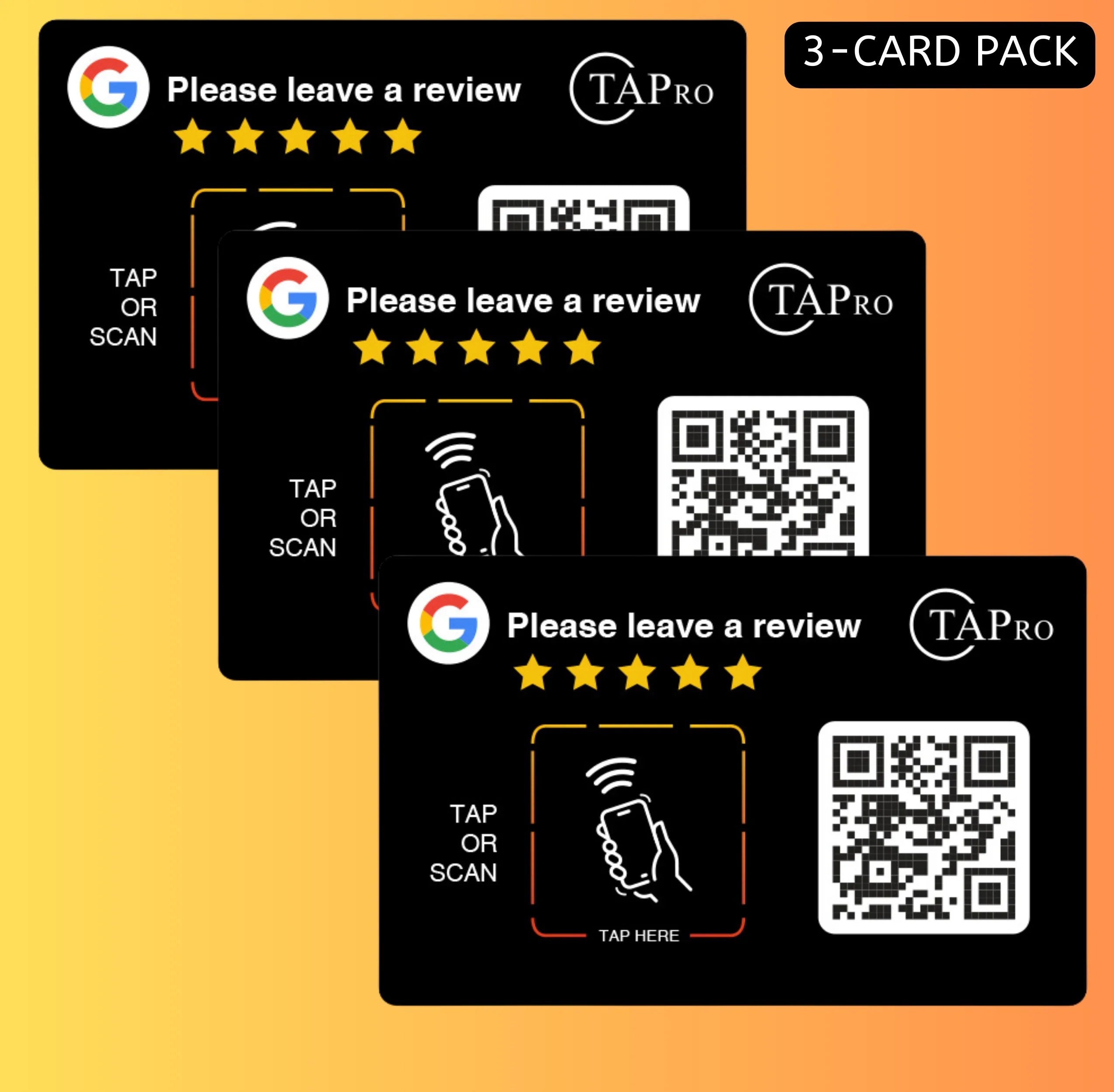 Google Review QR Code Card  | 3M NFC Chip Technology - TAPro