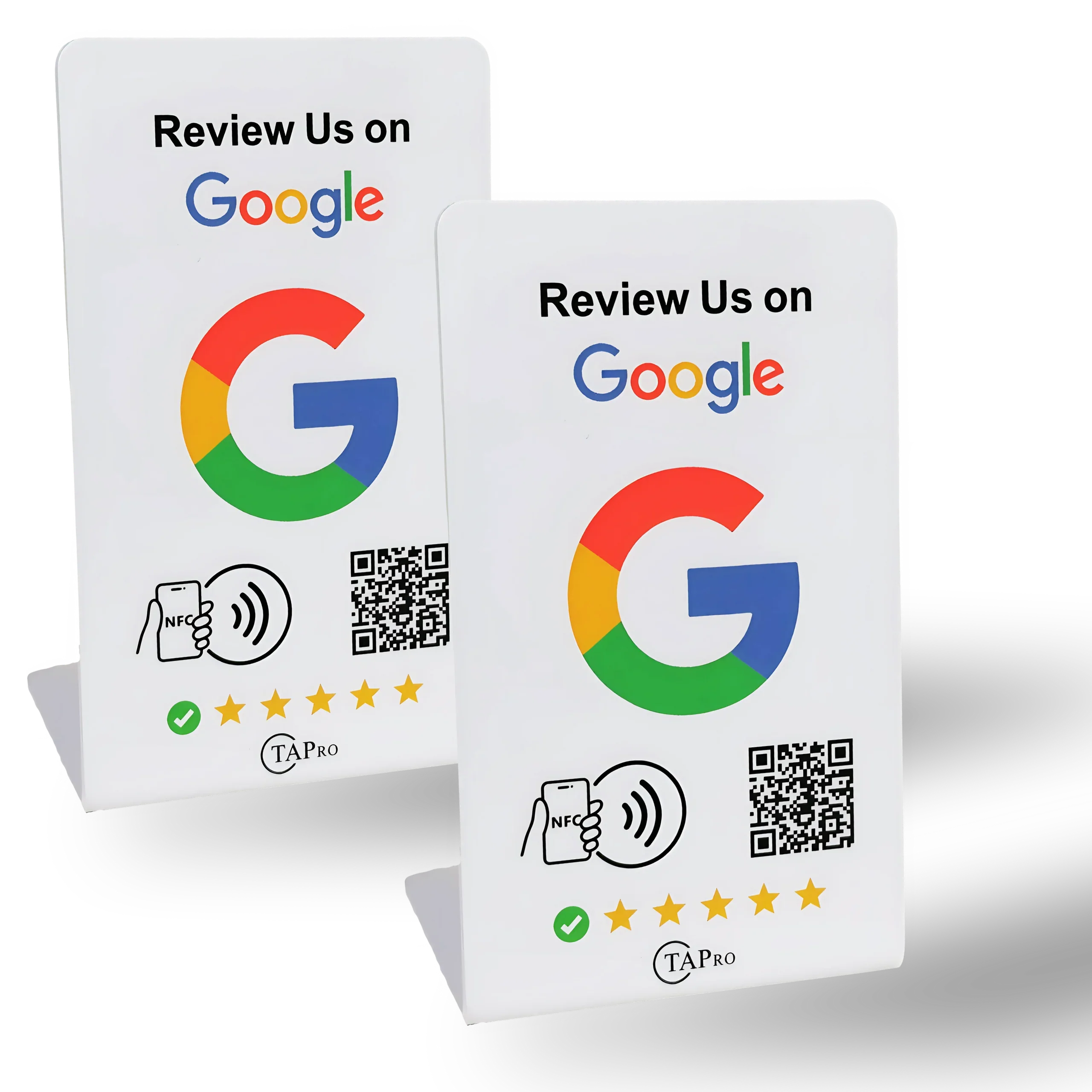 2 NFC Google Review Signs (2-Pack) - QR Code Tabletop Display