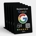 Matte Black Google Review Table Tents (5-Pack) - No Monthly Fees