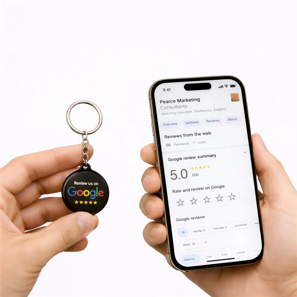 Acrylic NFC Review Keychain - Black One-Tap Feedback Tool