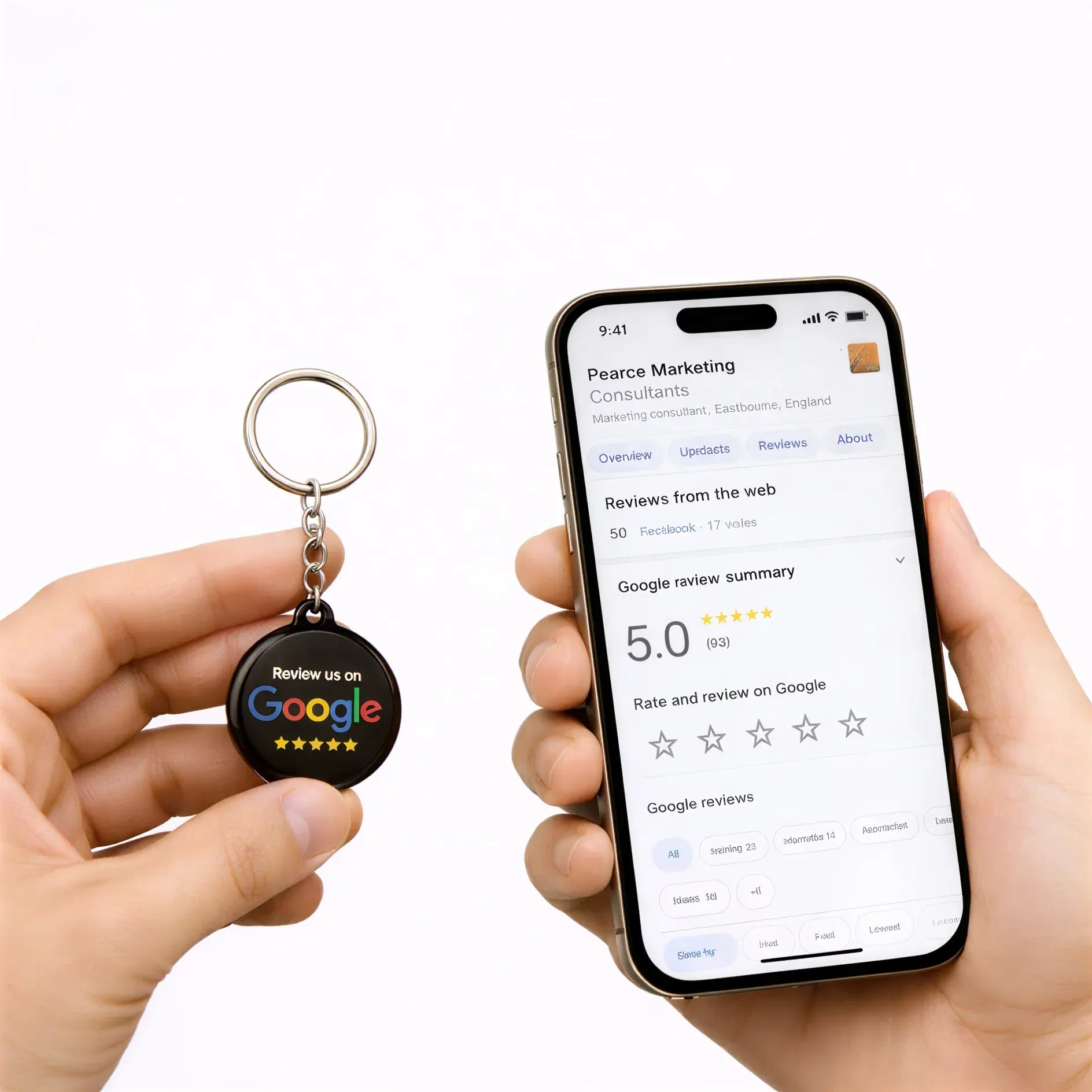 Acrylic NFC Review Keychain - Black One-Tap Feedback Tool