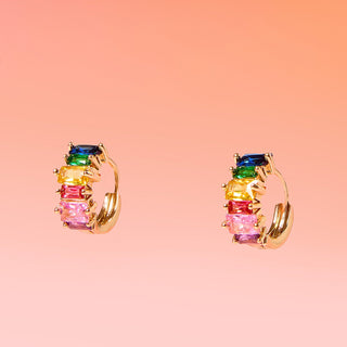 Dainty Huggie Hoop Multicolor 18k Gold Plated Hoop
