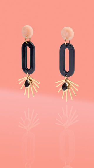 Black Oval Resin Starburst Hoop