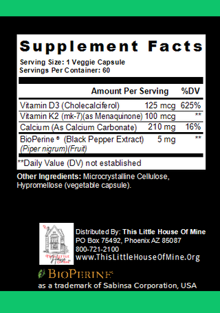 K2 D3 Vitamin Supplement - 60 Capsules