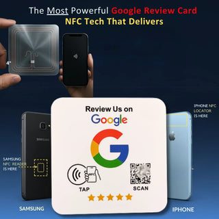 Google Review Plate - NFC Tap + QR Code, Self-Adhesive 3M  4x4