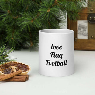 White Glossy Mug Flag Football - L2N2