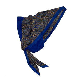 Retro Kerchief Headscarf - Blue  Paisley