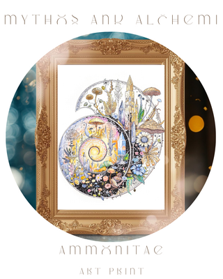 Ammonite Fine Art Print – 5x7 Ancient Fossil Crystal Spiral