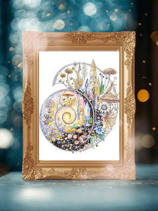 Ammonite Fine Art Print – 5x7 Ancient Fossil Crystal Spiral