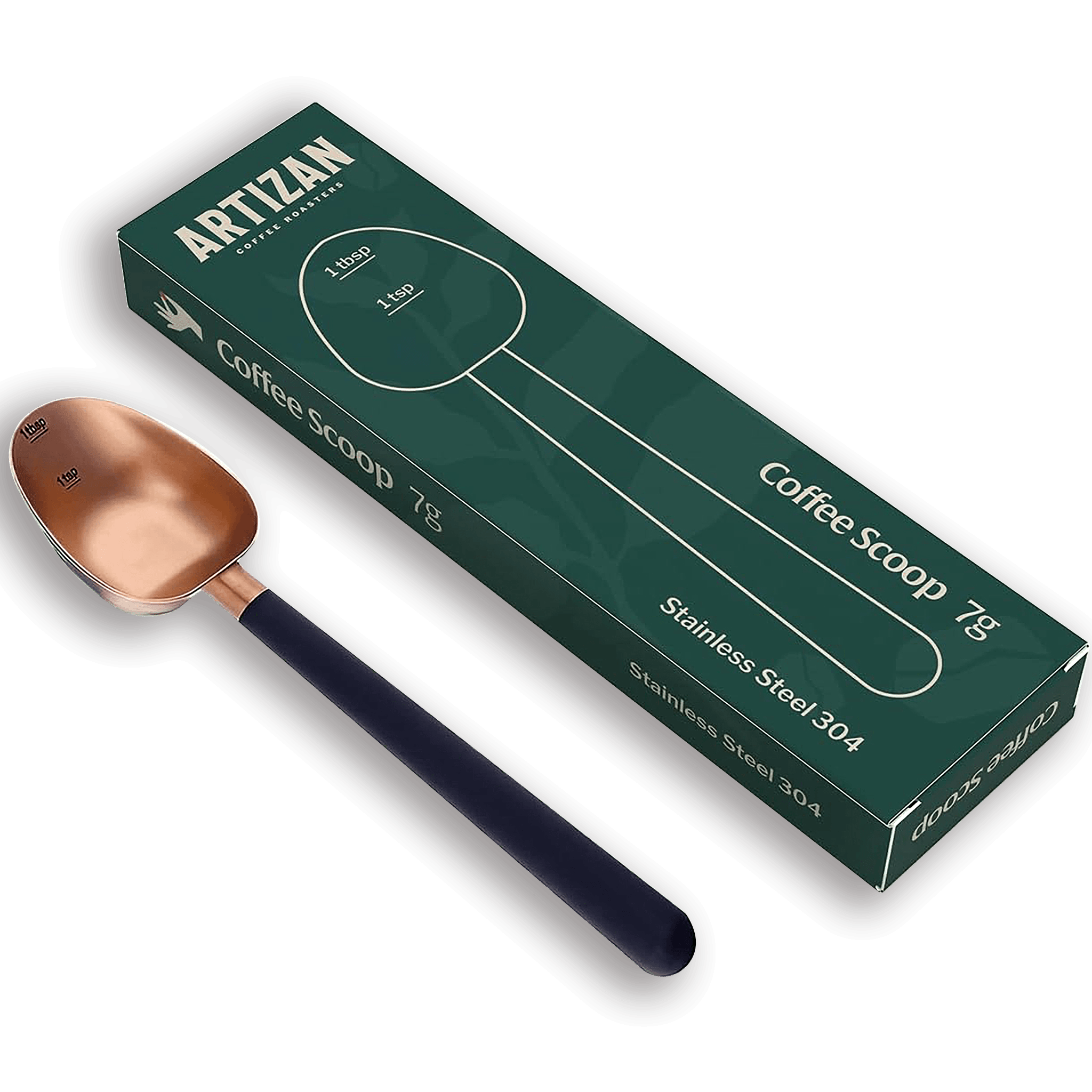 Artizan Coffee 1 Tbsp Coffee Measuring Scoop, Stainless Steel Copper Scoop for Ground Coffee, Beans, Tea & More - 7g, 17 cm Long Handle