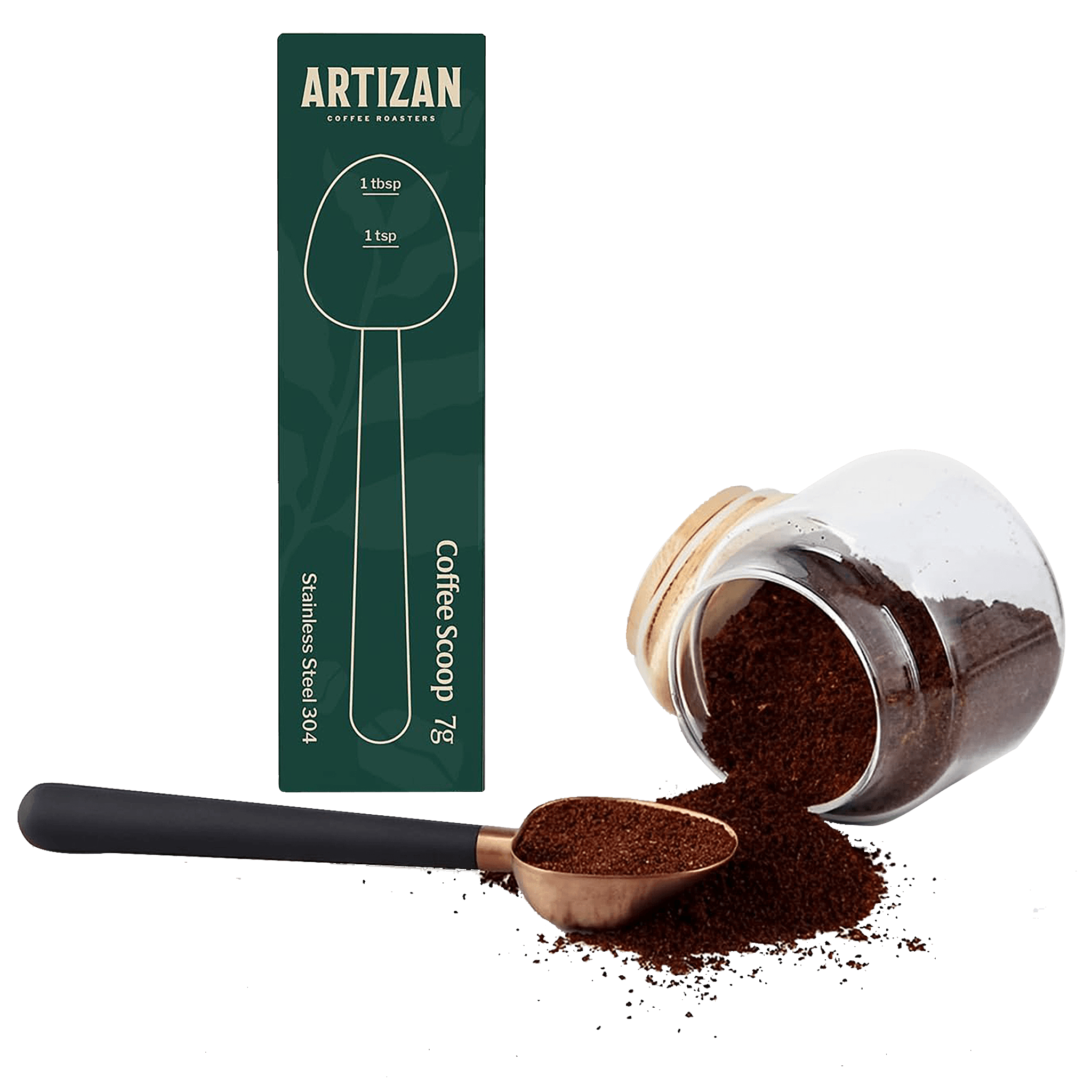 Artizan Coffee 1 Tbsp Coffee Measuring Scoop, Stainless Steel Copper Scoop for Ground Coffee, Beans, Tea & More - 7g, 17 cm Long Handle
