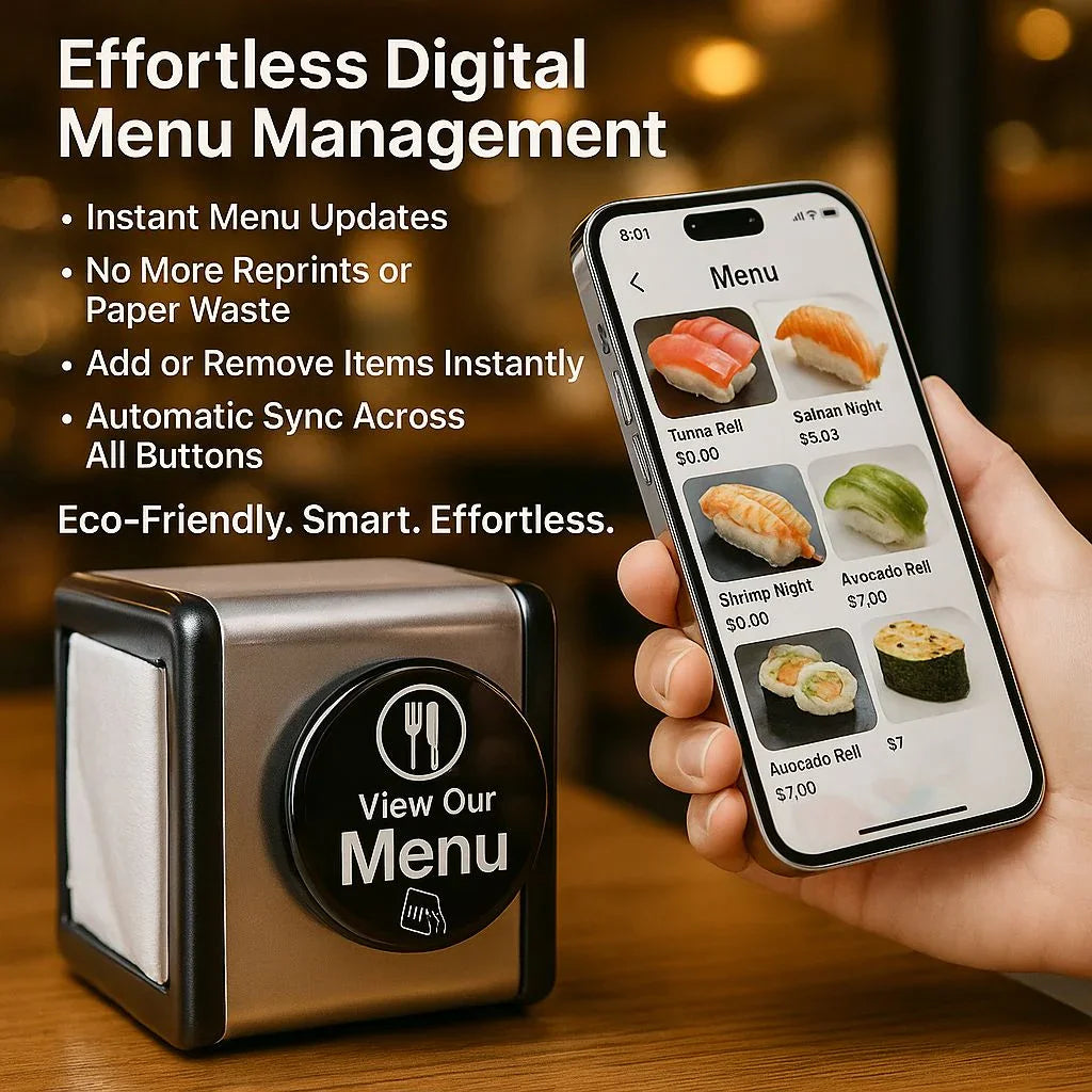NFC Digital Restaurant Menu - Countertop One-Tap Table Sign