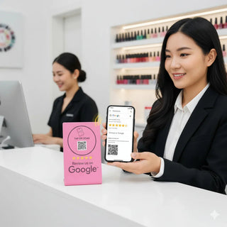 Pink Google Review Stand (2-Pack) - Instant NFC & QR Feedback