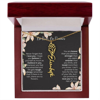 Birth Flower Necklace With Name I No Rain - No Flowers