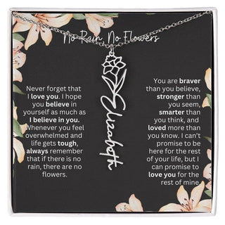 Birth Flower Necklace With Name I No Rain - No Flowers
