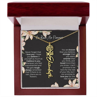 Birth Flower Necklace With Name I No Rain - No Flowers