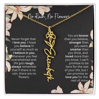 Birth Flower Necklace With Name I No Rain - No Flowers