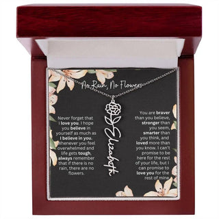 Birth Flower Necklace With Name I No Rain - No Flowers