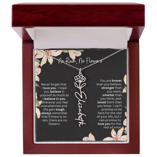 Birth Flower Necklace With Name I No Rain - No Flowers