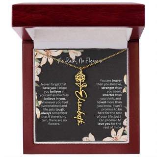 Birth Flower Necklace With Name I No Rain - No Flowers