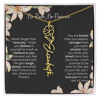 Birth Flower Necklace With Name I No Rain - No Flowers