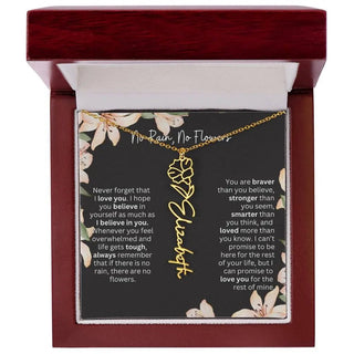 Birth Flower Necklace With Name I No Rain - No Flowers