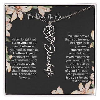 Birth Flower Necklace With Name I No Rain - No Flowers