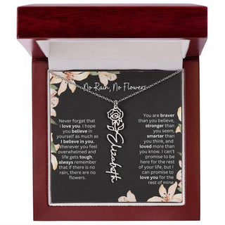 Birth Flower Necklace With Name I No Rain - No Flowers