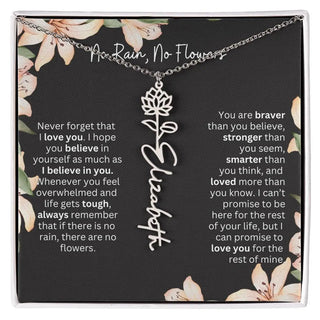 Birth Flower Necklace With Name I No Rain - No Flowers
