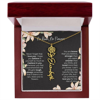 Birth Flower Necklace With Name I No Rain - No Flowers