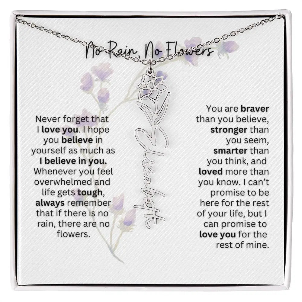 Birth Flower Necklace | Heartfelt Gift for Bonus Daughter from Stepmom or Stepdad