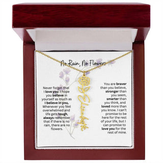Birth Flower Necklace | Heartfelt Gift for Bonus Daughter from Stepmom or Stepdad