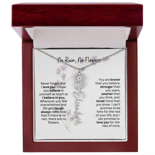 Birth Flower Necklace | Heartfelt Gift for Bonus Daughter from Stepmom or Stepdad